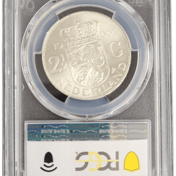 Koningin Juliana zilveren 2 1.2 gulden 1966 MS65 PCGS back