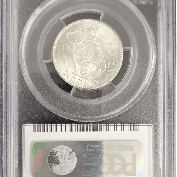 Koningin Juliana zilveren 1 gulden 1965 MS65 PCGS 052 back