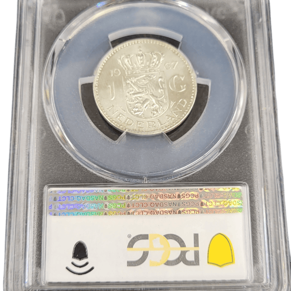 Koningin Juliana zilveren 1 gulden 1967 MS65 PCGS back