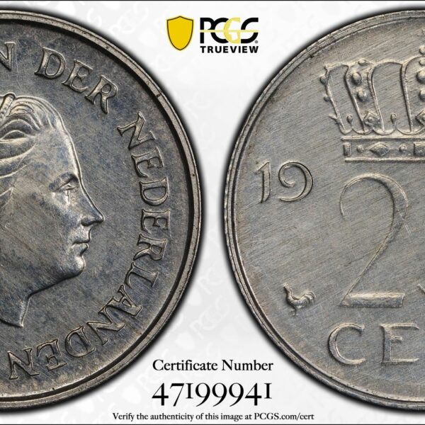 25 cent 1970 op aluminium muntplaatje ms62 pcgs