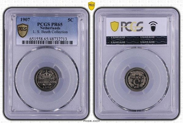 5 cent 1907 proof PR65 Beuth collection