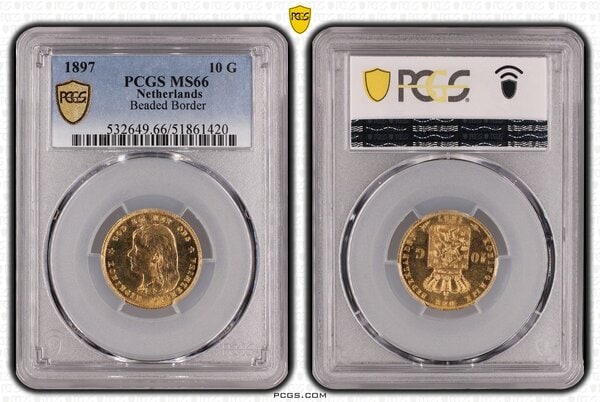 10 gulden 1897 ms66 pcgs 7 over 7