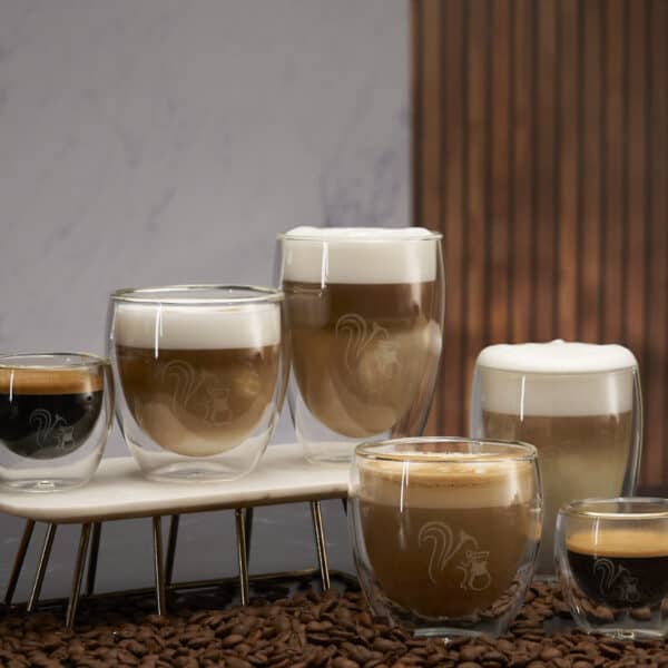 Alle Groessen der doppelwandigen Kaffee-Gläser von Coffeeness in der Uebersicht