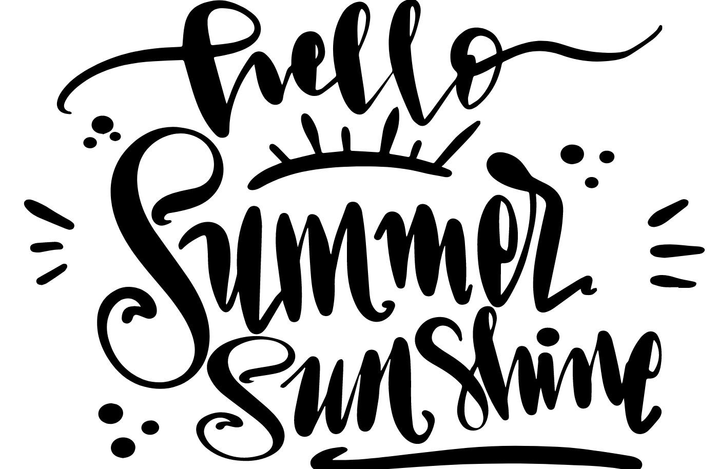 Beach Saying Handwriting Hello Summer sunshine with and without knockdown