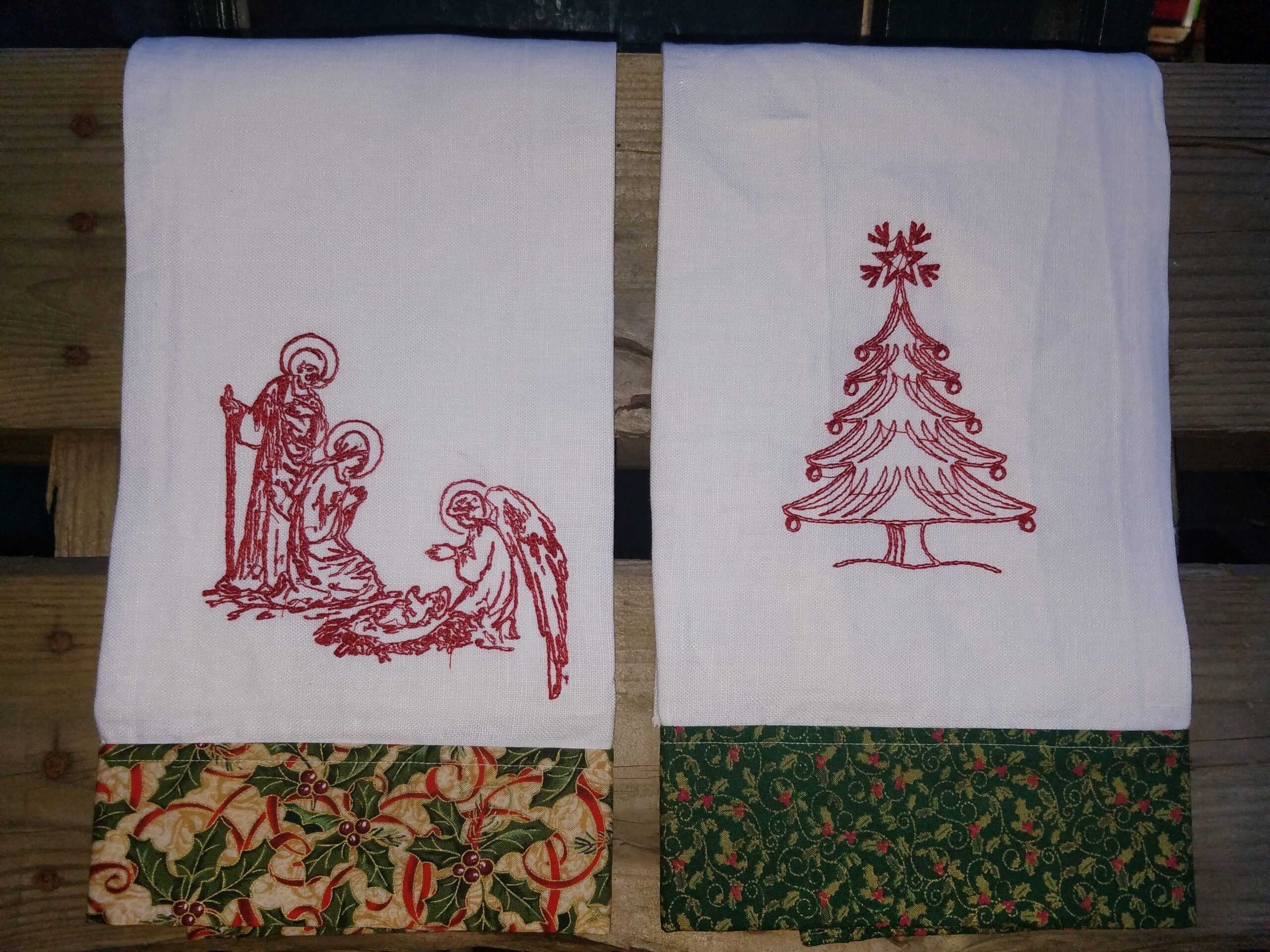 Tree Redwork 5x7 frame