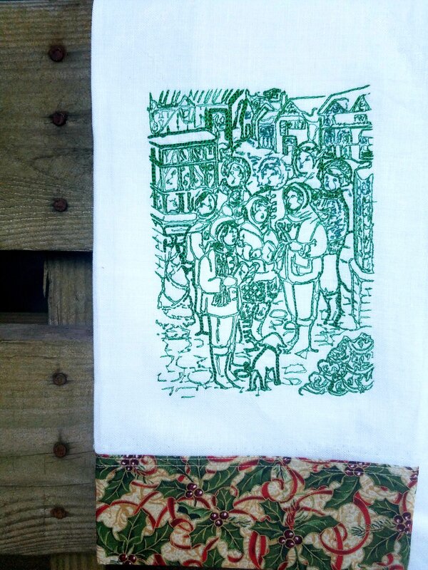 Caroling Redwork 5x7 frame