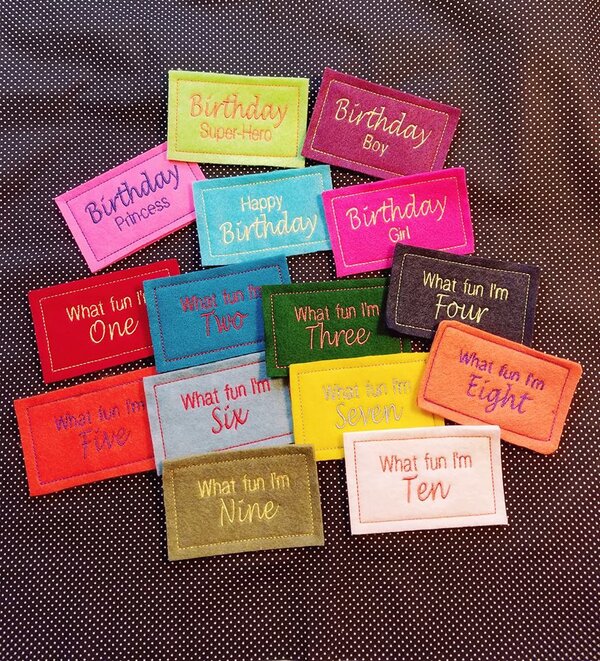 Mini Candy Bar Saying Wraps Birthday Pack 1 for 4x4 hoop; 15 designs