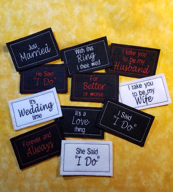 Mini Candy Bar Saying Wraps Wedding Pack 1 for 4x4 hoop; 11 designs