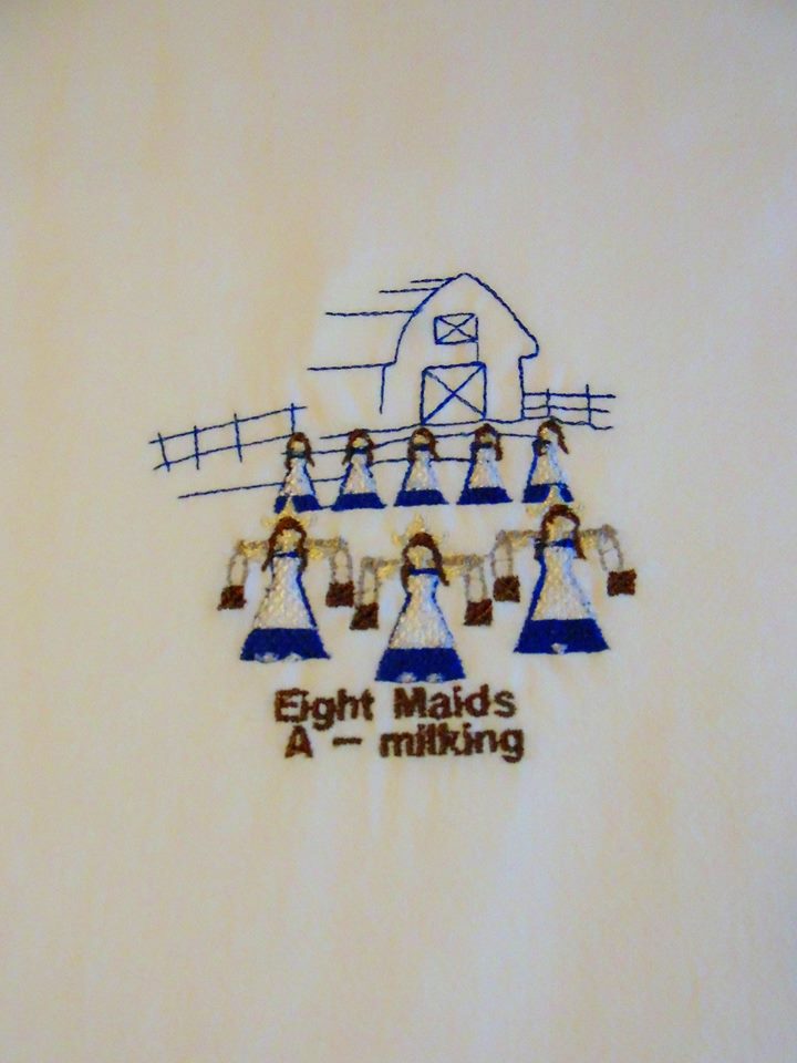 Day 8 Eight Maids A-milking 4x4: 2 design set plus knockdown