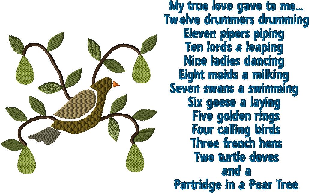 Partridge in a Pear Tree 12 days of Christmas Book Pocket Design