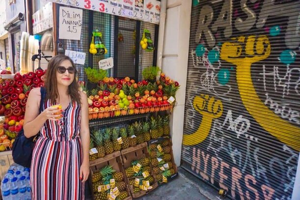Allison in Turkey drinking pomegranate juice