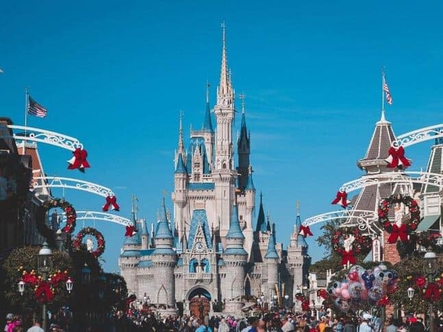 The famous castle at Disneyland in Anaheim, California