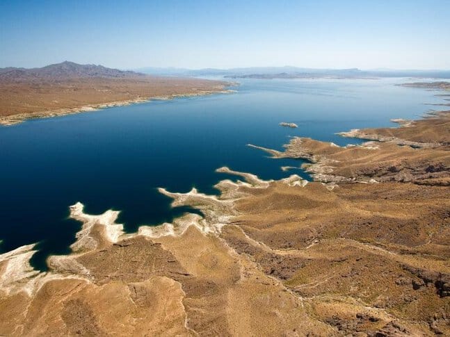 An aerial view of Lake Mead in Nevada