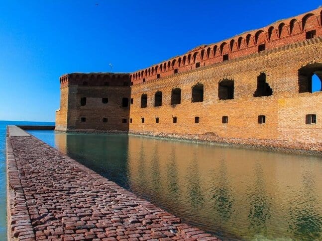 The walls of Fort Jefferson, with water beside them