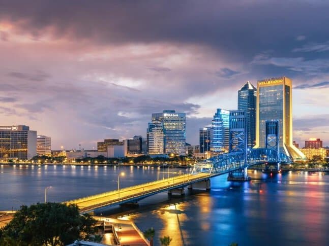 A bridge across the river and skyscrapers in Jacksonville Florida