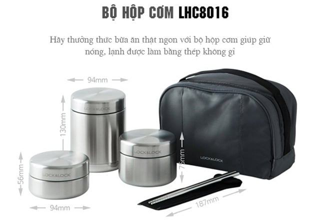 Bộ Hộp Cơm Giữ Nhiệt Lock&Lock LHC8016