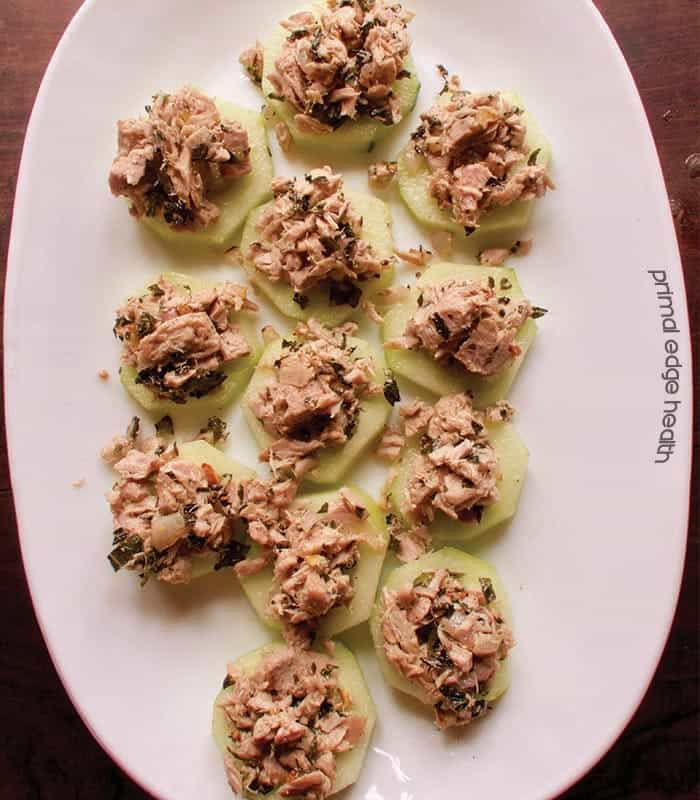 spicy tuna cucumber bites