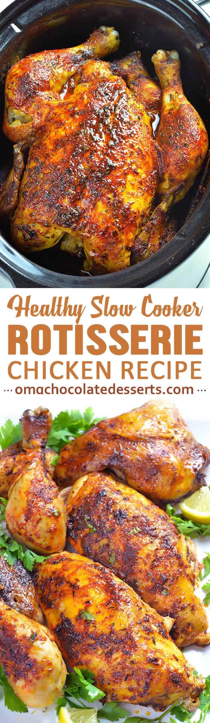 Slow Cooker Rotisserie Chicken recipe Slow Cooker Rotisserie Chicken recipe - You can serve it as a main dish. Add some veggies and salad and you have quick, easy, delicious and healthy meal for whole family.