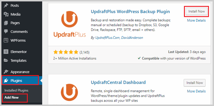 install updraftplus