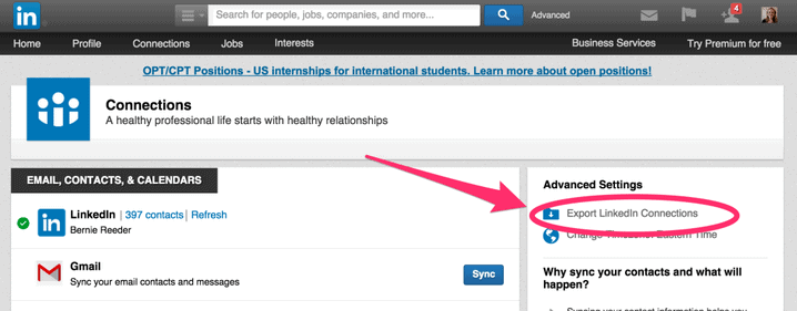 Comment exporter des connexions LinkedIn