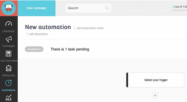 Moosend automation flow builder.