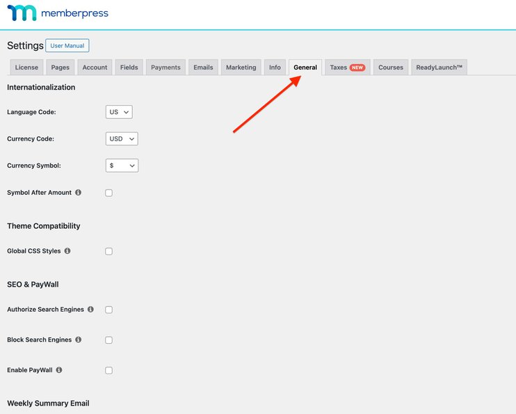 memberpress general settings