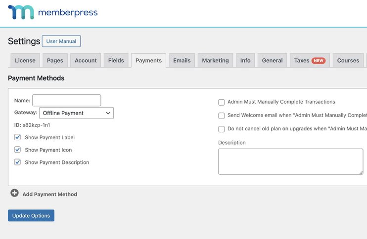 memberpress payment settings