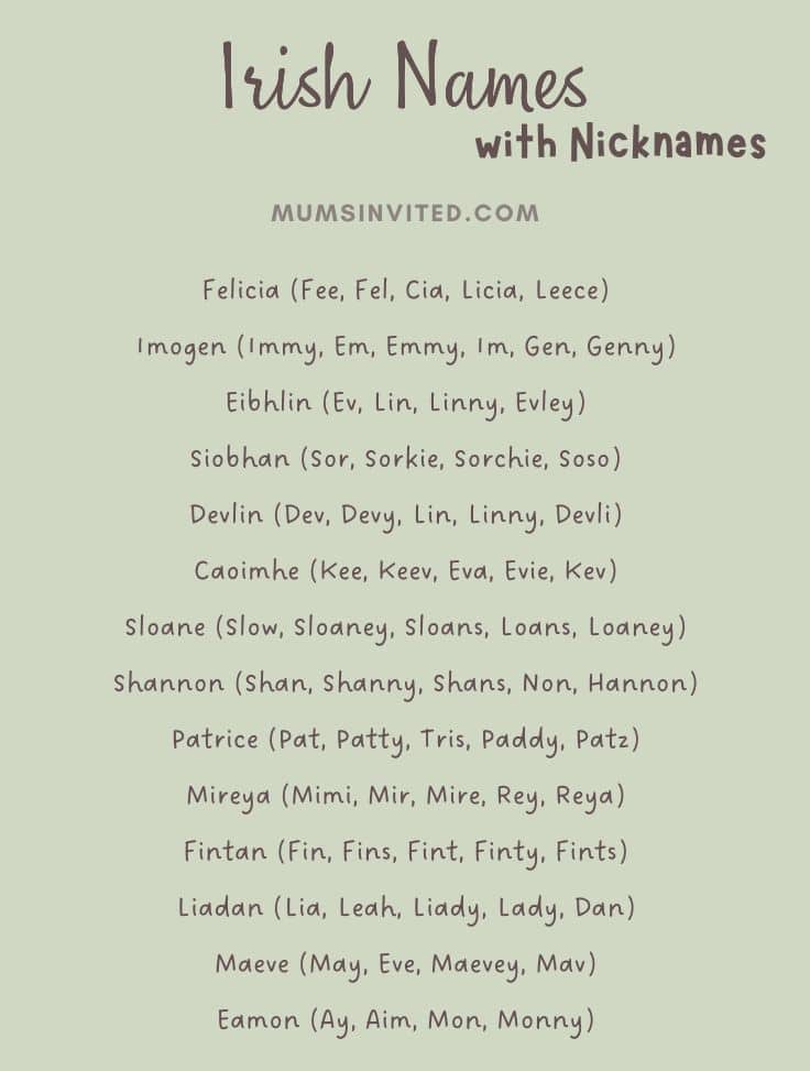 Irish Boy Names list with nicknames