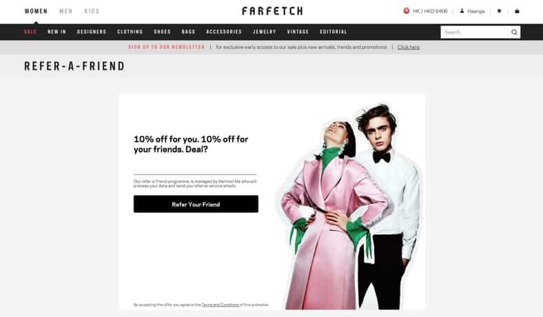 farfetch new customer code