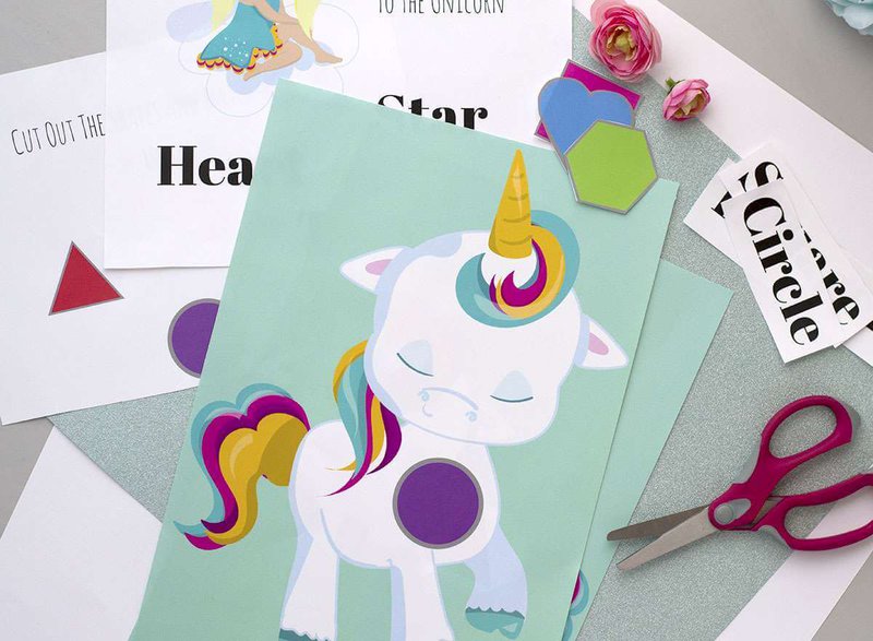 Unicorn shape matching printable