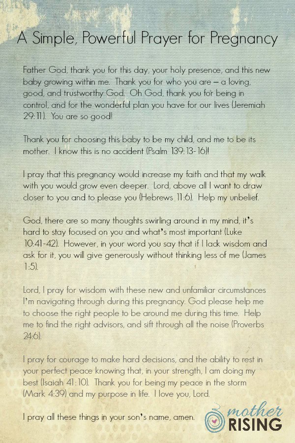 A Simple Powerful Prayer For Pregnancy Mother Rising