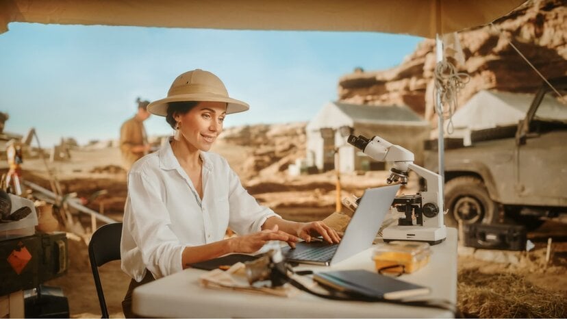 archaeologist uses one of the endless applications for GPR on their computer