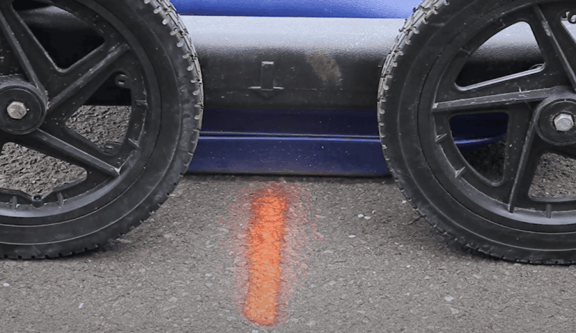 A close-up of a GPR antenna over a target
