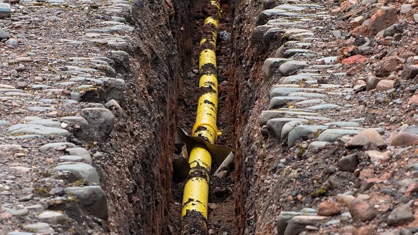 an underground gas polyethylene pipe