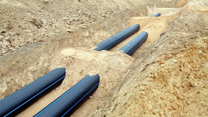 underground pipes buried in sand