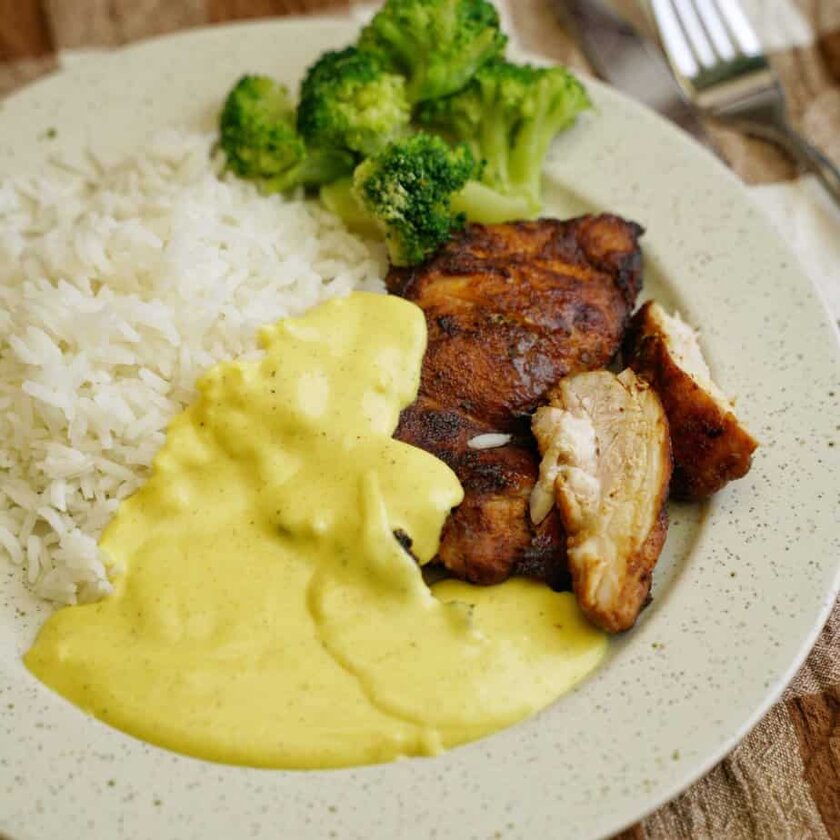 Kyckling med currysås och ris