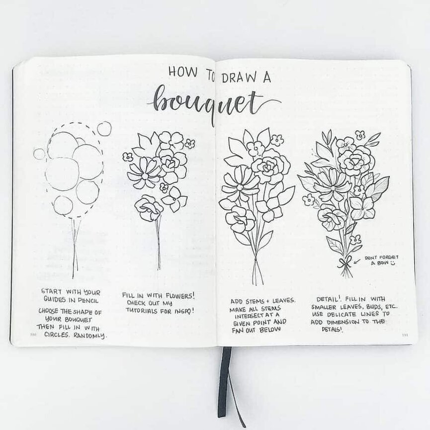 How To Draw Easy Flower Doodles For Bullet Journal Spreads