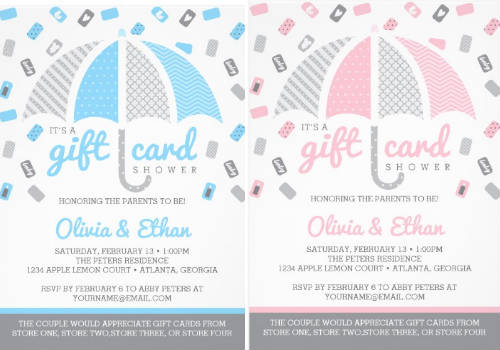 gift card baby shower invitation