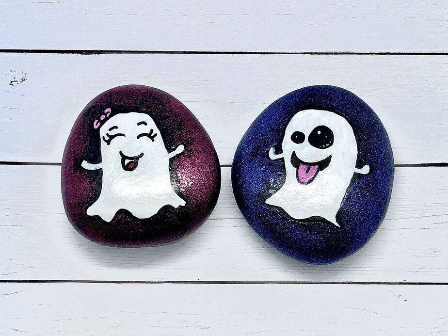 How To Make Ghost Emoji Painted Rocks That Your Kids With Love