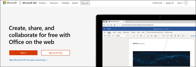 Free Microsoft 365 Online Word, Excel, PowerPoint