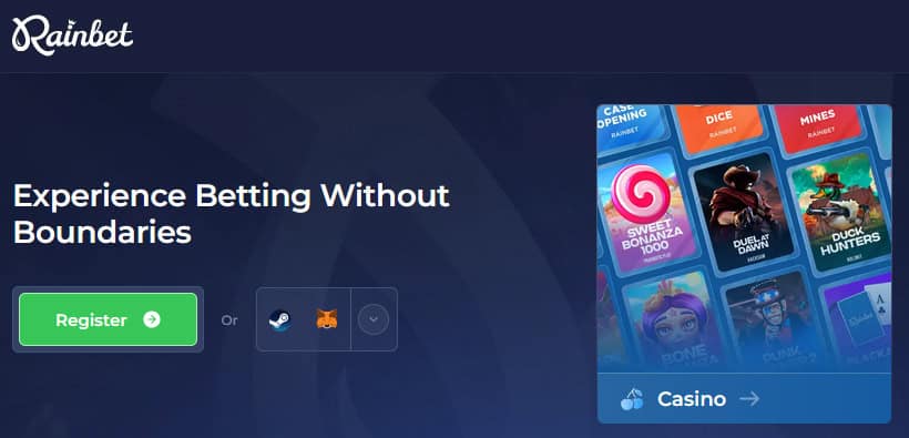 Rainbet Casino Interface on Mobile Device