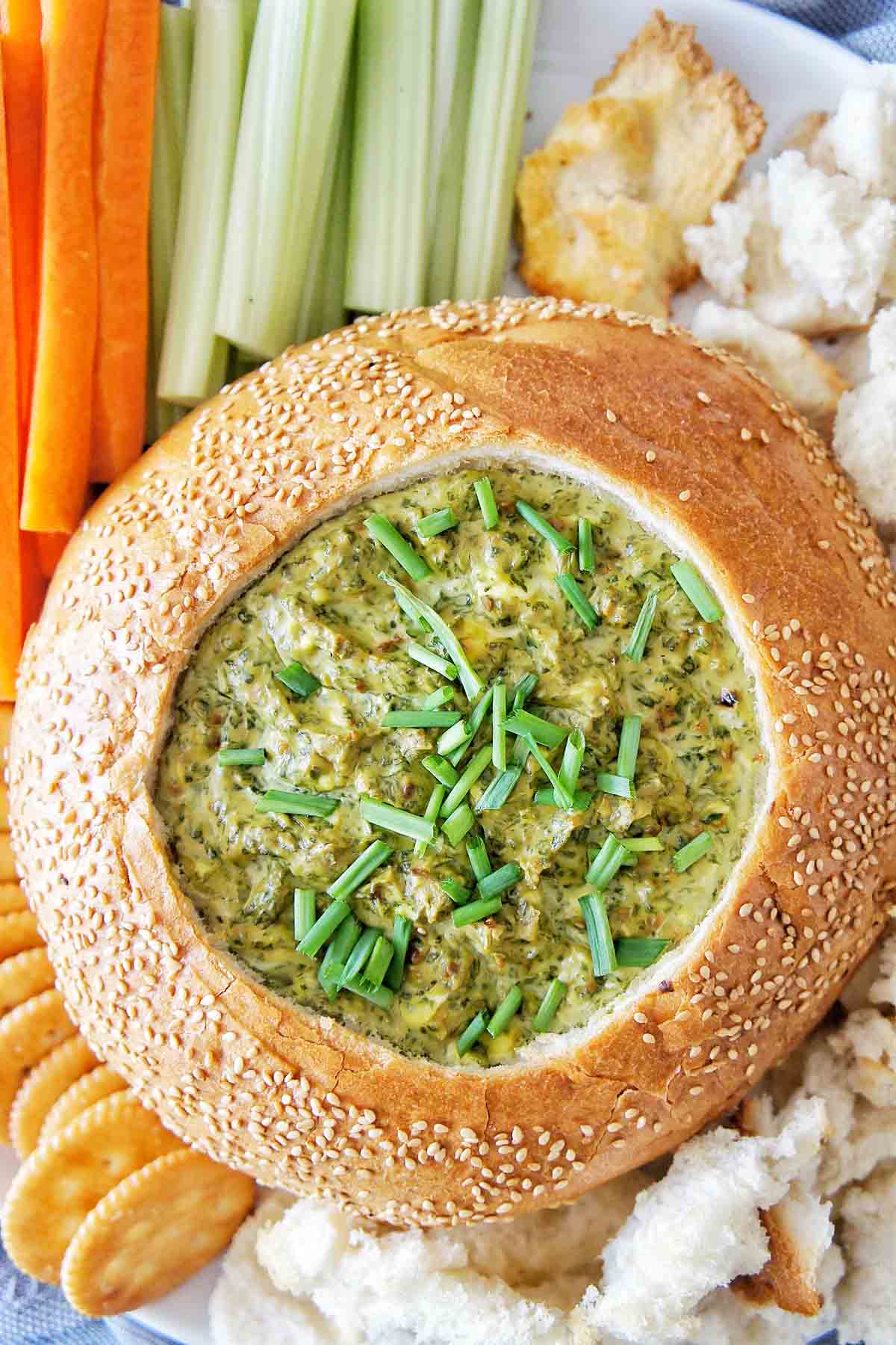 Spinach Cob Loaf Sweet Caramel Sunday A home cook has used a cob loaf to make a hearty dinner for her family. spinach cob loaf