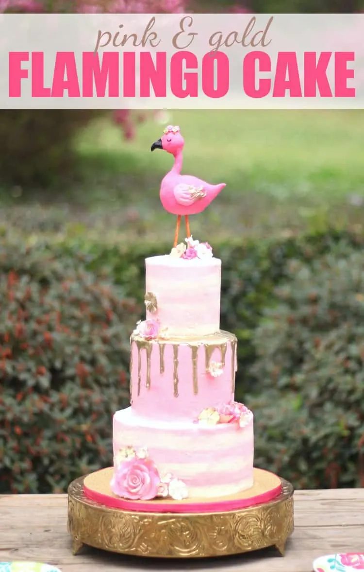 Pink Gold Flamingo Cake Party With Flamingo Cake Topper