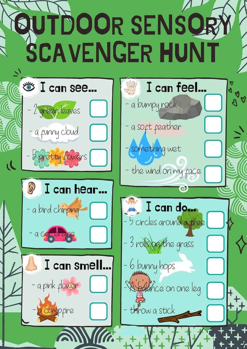 Homeschool Nature Sensory Scavenger Hunt Scavenger Hunt Nature