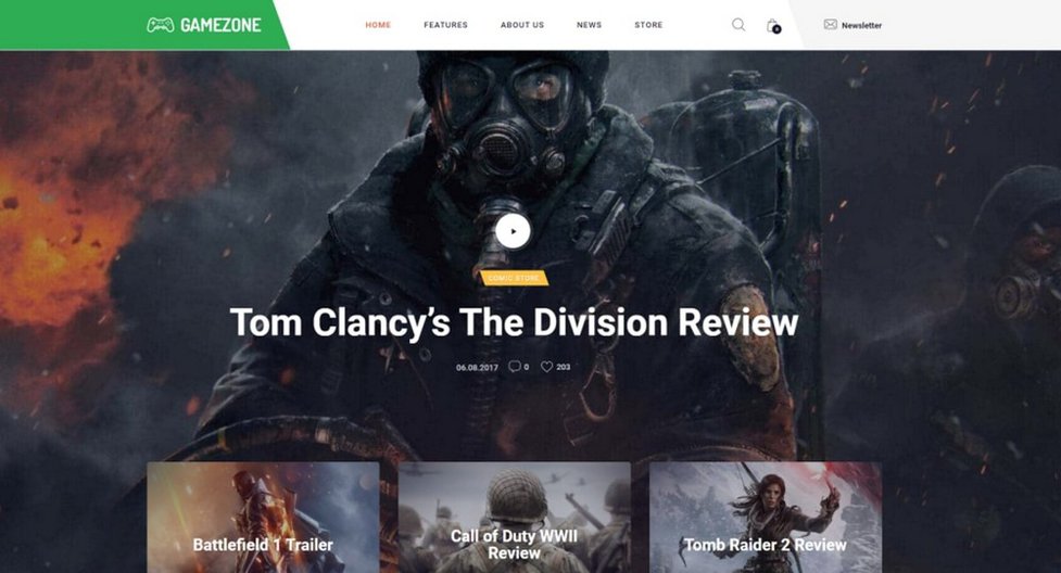 Game Zone Gaming Website Template For Elementor