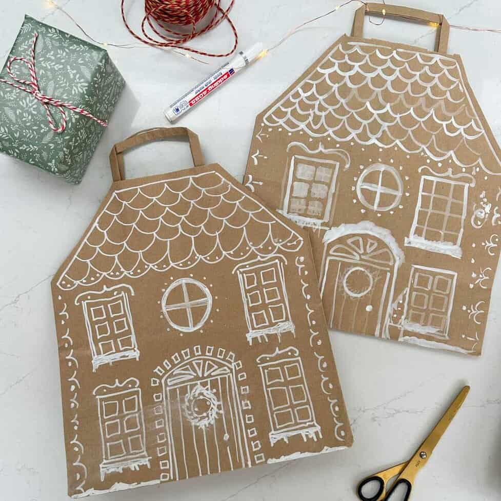 make an easy diy gingerbread house christmas gift bag