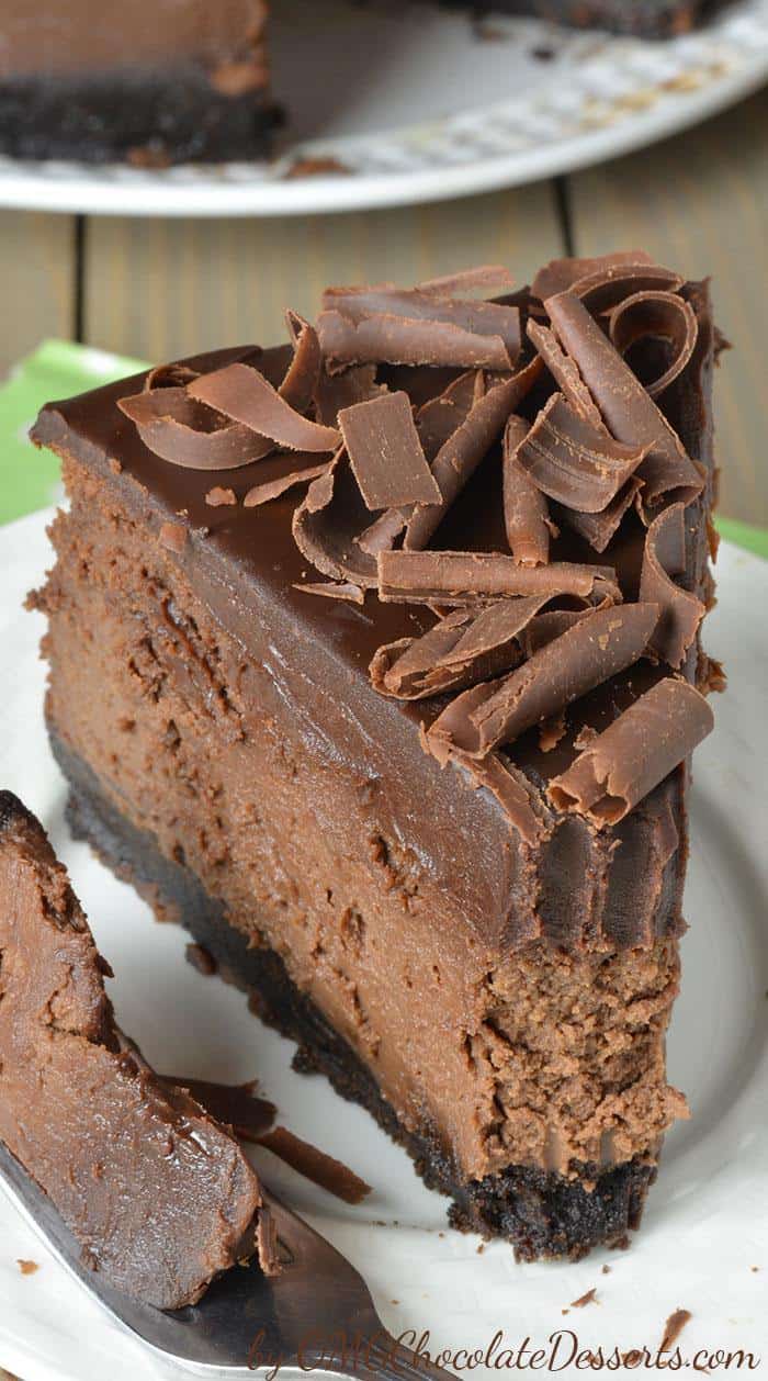 Triple Chocolate Cheesecake With Oreo Crust Omg Chocolate Desserts No bake cakes are perfect for making with kids as there's no need for an oven. triple chocolate cheesecake with oreo