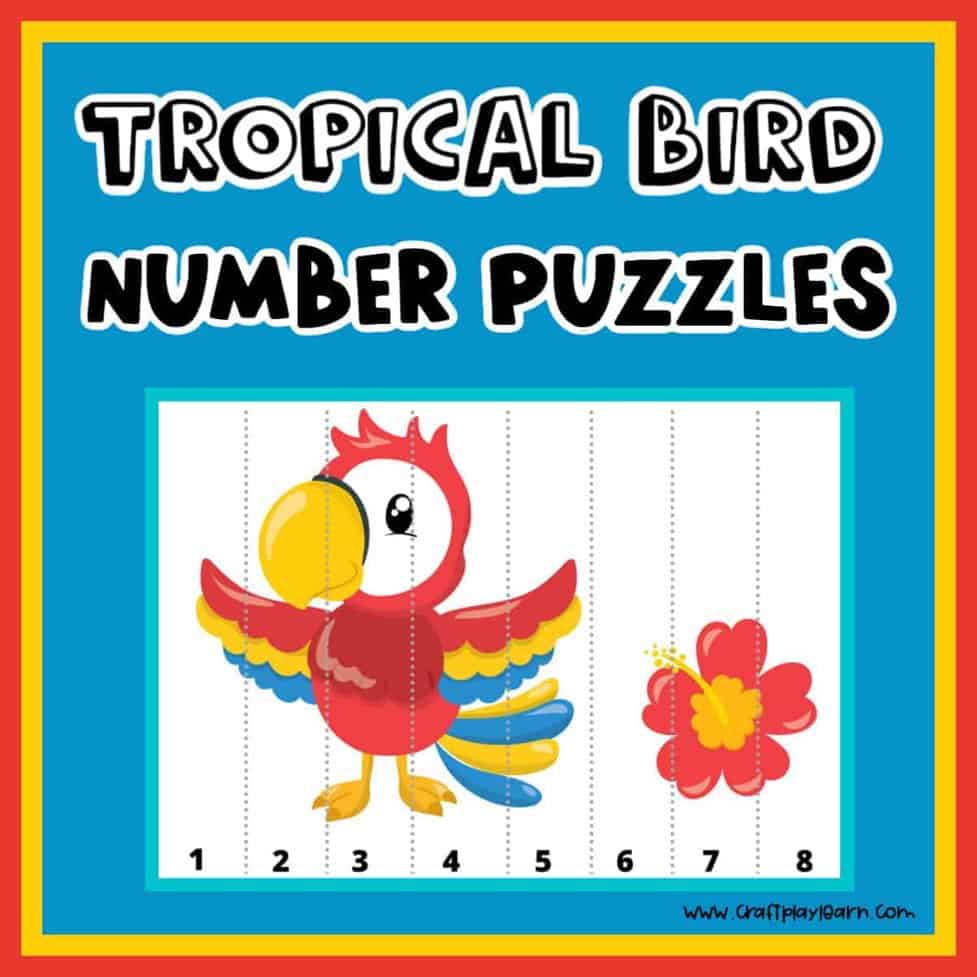 tropical bird printable number puzzles for kids craft play learn