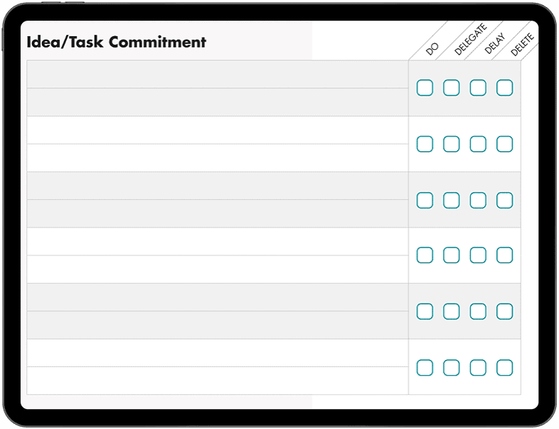 iPad showing a screenshot of idea prioritization