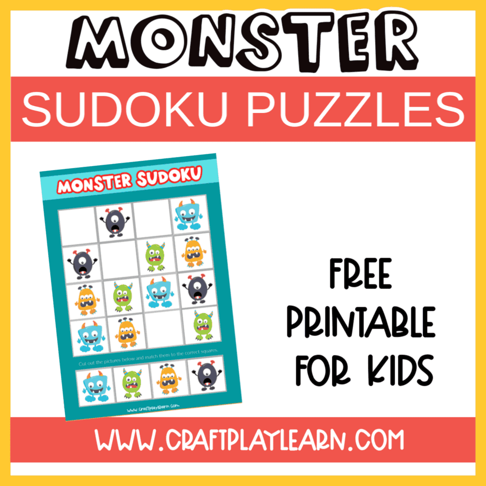 Printable Sudoku Puzzles Monsters - Craft Play Learn for Free Printable Monster Sudoku Puzzles